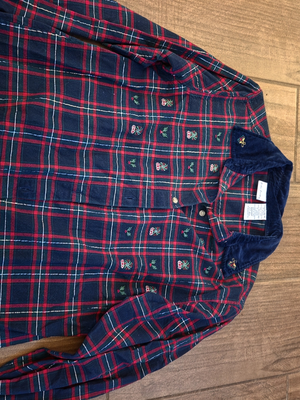 Women's Plaid Button-Down Shirt with Contrast Collar – Red & Navy